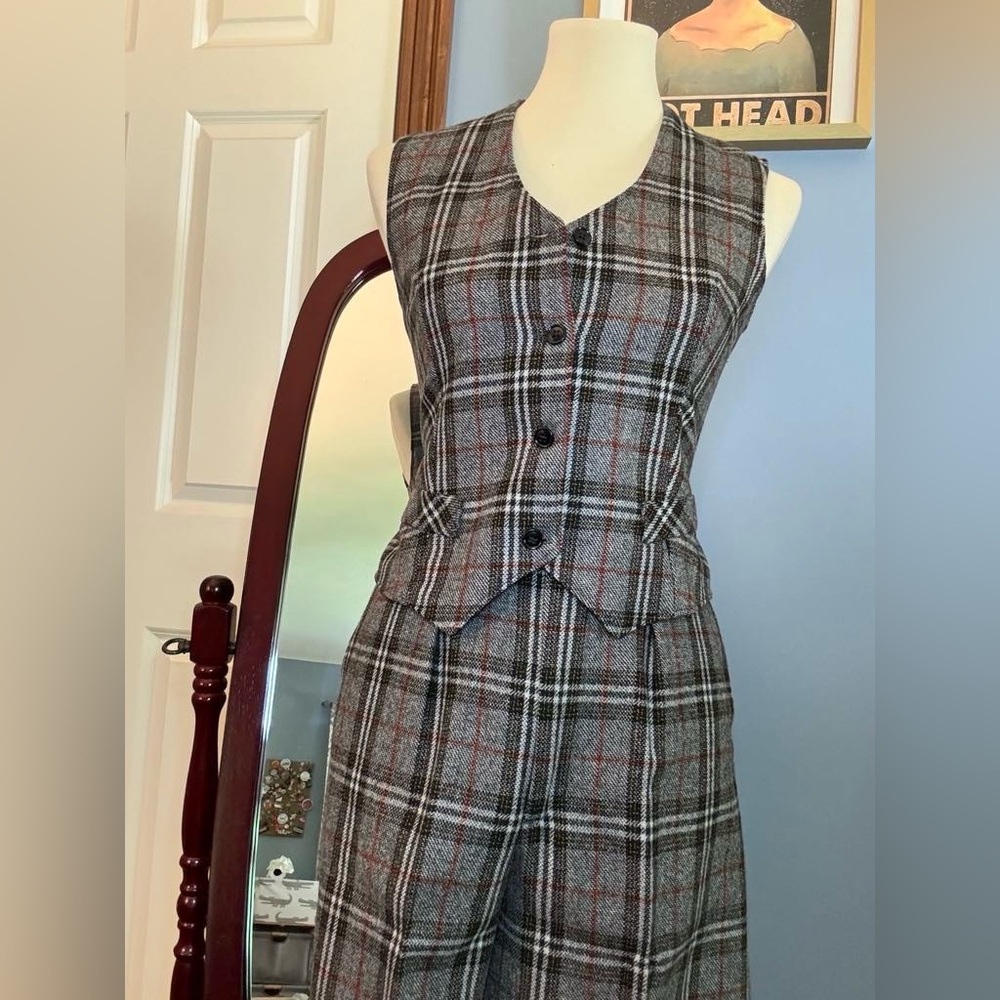 Vintage Plaid Vest and Pants Set